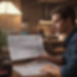 Business owner reviewing auto loan documents
