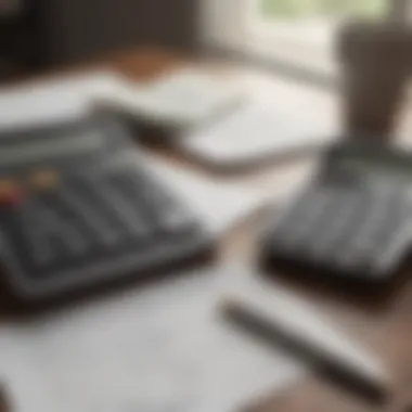 A calculator and financial documents on a desk