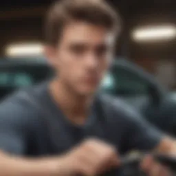 Young driver reviewing insurance options