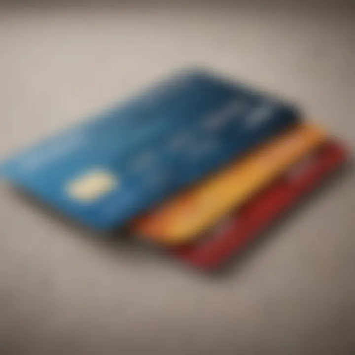 Conceptual visual of credit scores and debit cards