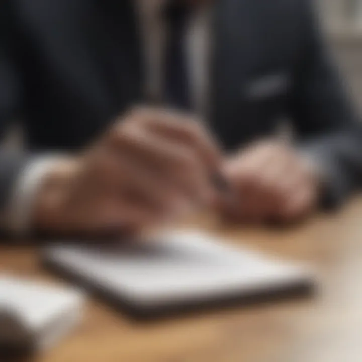 A person analyzing financial goals with a notepad