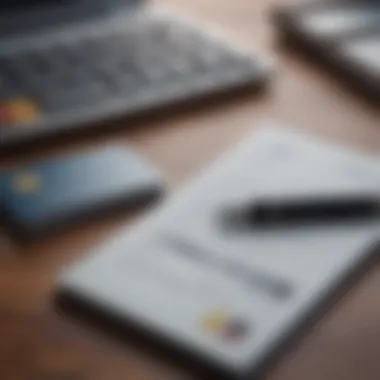 A close-up of a credit card with a calculator and a notepad, symbolizing financial planning.