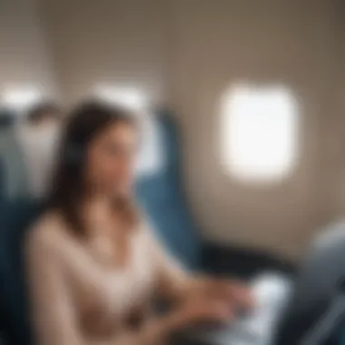 Passenger using a laptop while connected to Gogo WiFi