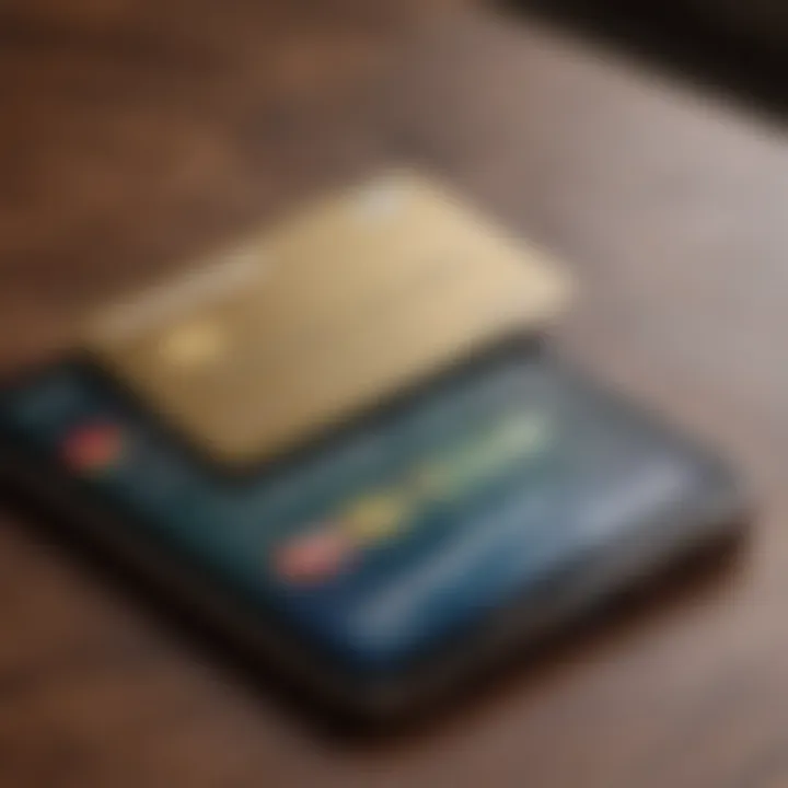 Close-up of a credit card and smartphone displaying an app