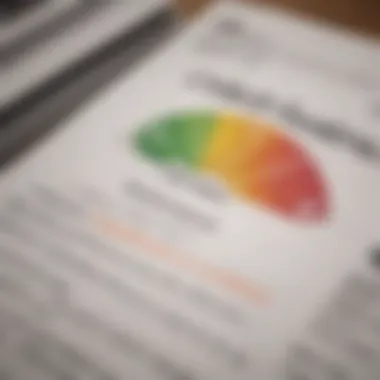 A close-up of a credit score report with highlighted sections