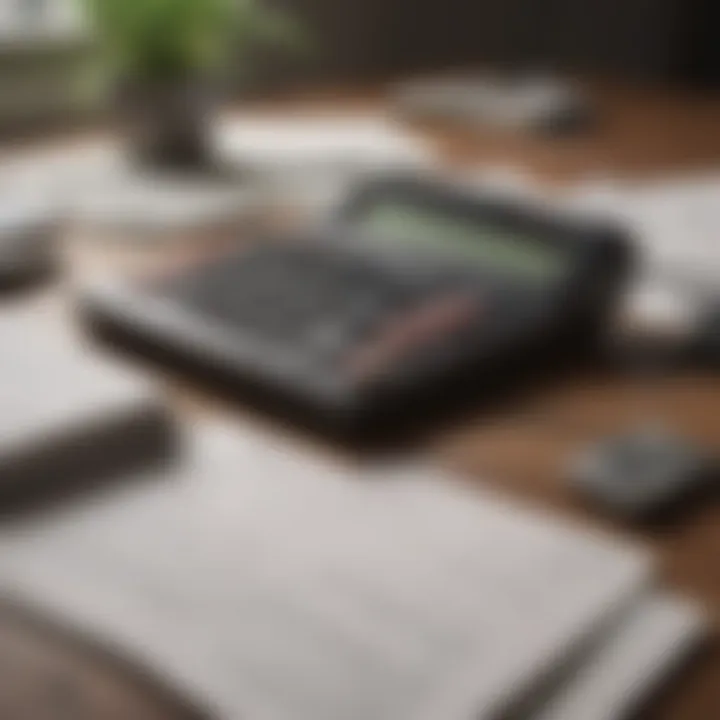 A calculator and financial documents on a desk