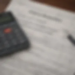 A detailed view of mortgage documents with a calculator and a pen.