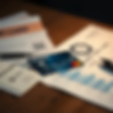 A secured credit card on a table next to financial documents