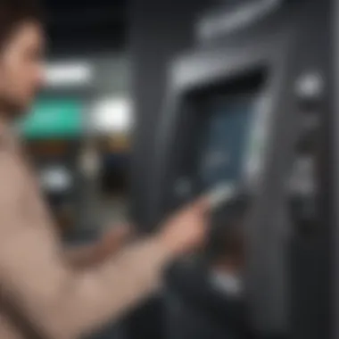 User interacting with an ATM for cash deposit