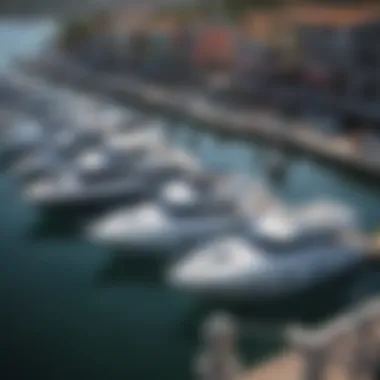 A scenic marina filled with various boats, illustrating financing options available