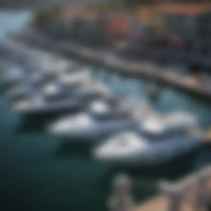 A scenic marina filled with various boats, illustrating financing options available