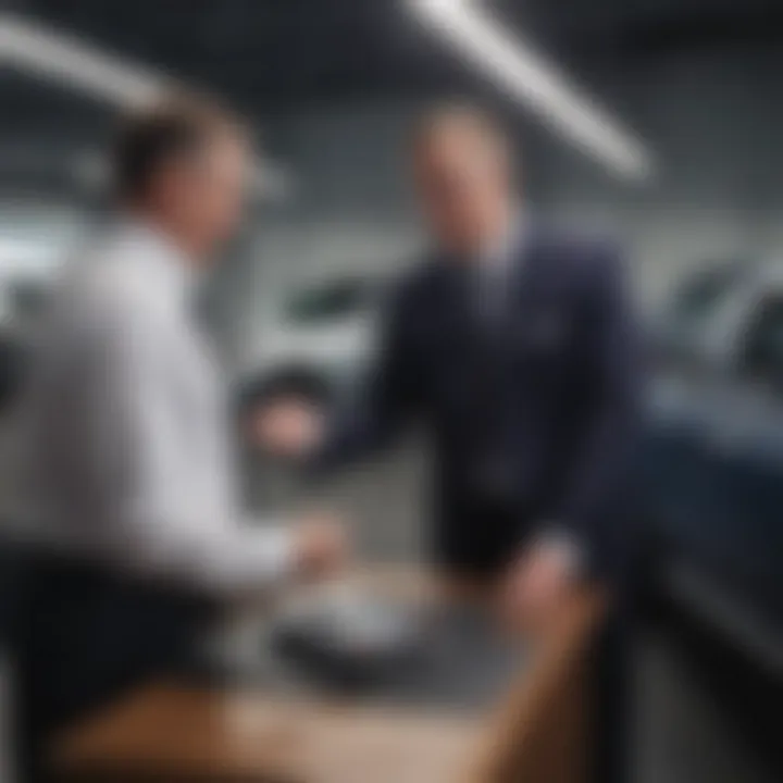 Negotiating a trade-in deal at a dealership