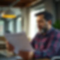 A thoughtful individual reviewing loan options with financial documents