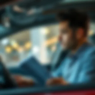 Informed Decision-Making A thoughtful individual reviewing car lease options, illustrating decision-making.