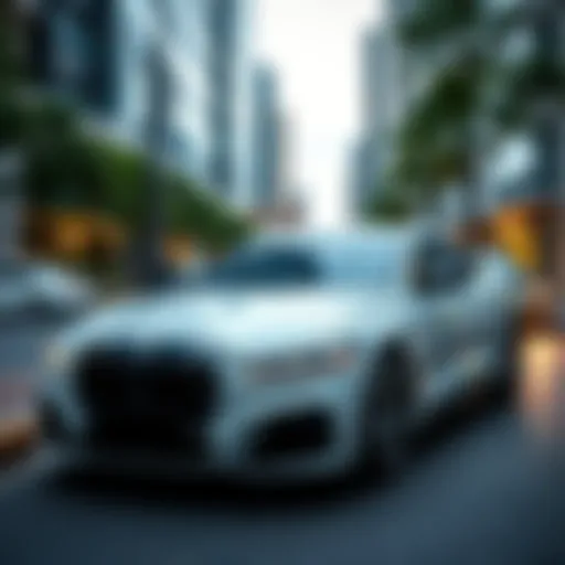 A luxury car parked in a city environment, symbolizing leasing options.