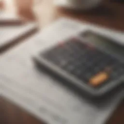 A calculator and a credit report, representing financial assessment.