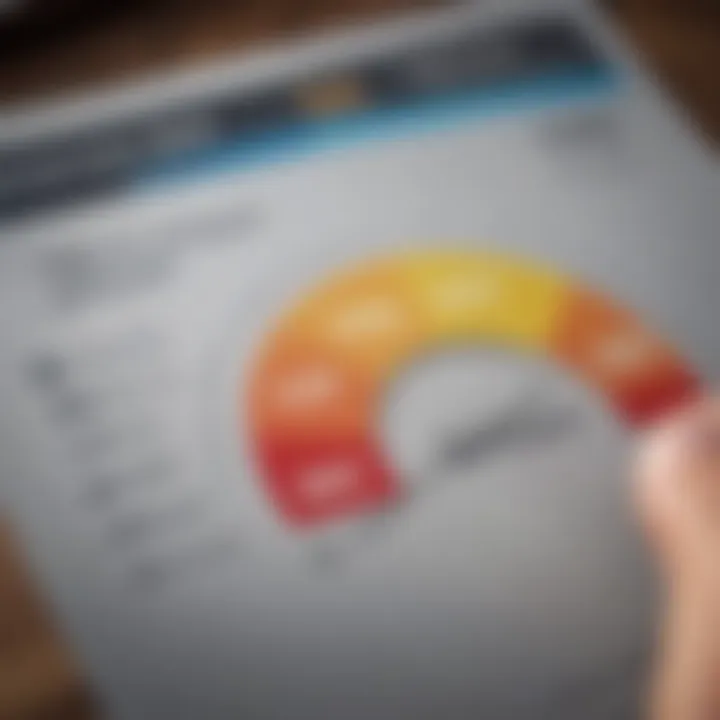 A close-up of a credit score report illustrating various factors affecting credit ratings.