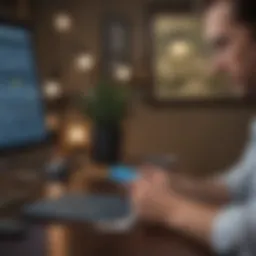 A business professional analyzing credit options on a digital device