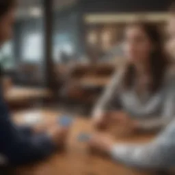 A calm negotiation scene between a customer and a credit card representative