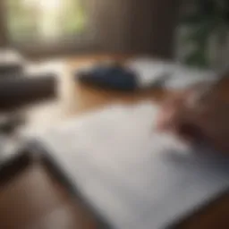 A person reviewing loan options with a calculator and documents