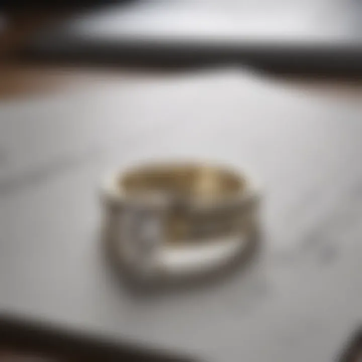 Various loan documents and an engagement ring laying on a table