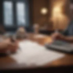 Strategic negotiation table with financial documents and calculator