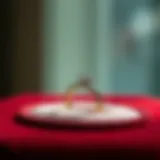 Elegant wedding ring displayed on a velvet surface