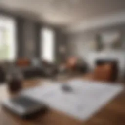 Elegant living room showcasing financial documents related to mortgage refinancing.