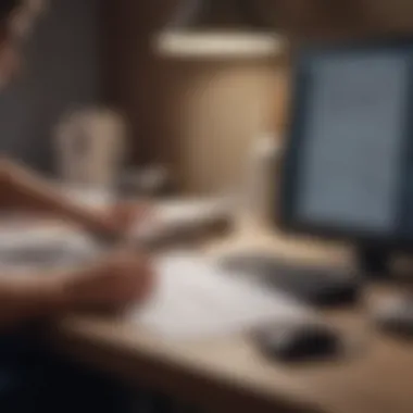 A person using a computer to access tax records