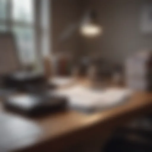 An organized workspace with tax documents