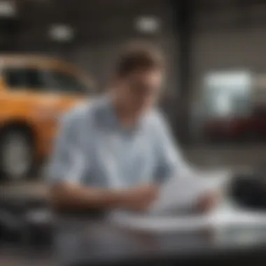 Individual reviewing a Carfax report while considering a used car purchase