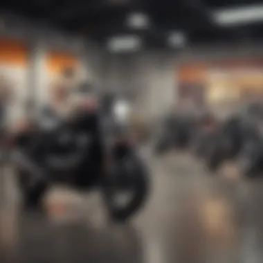 Motorcycle dealership with financing options displayed