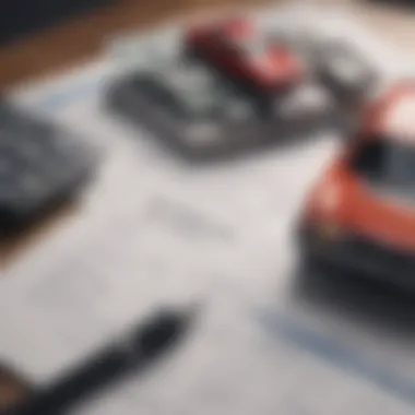 Budgeting for Car Loan Repayment A calculator and financial documents symbolizing budgeting for car loan repayments