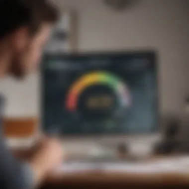 Person analyzing their credit score progress