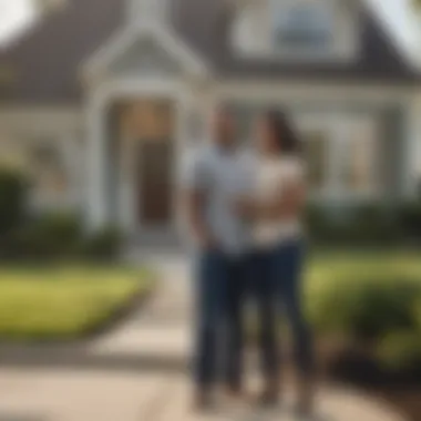 A happy couple in front of a new home