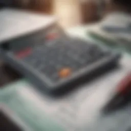 A close-up of a calculator and financial documents symbolizing personal finance management.