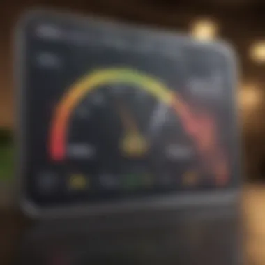 Credit Score Metrics Analysis Conceptual illustration of credit score metrics