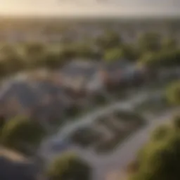A scenic view of a Texas neighborhood showcasing various home styles.