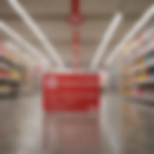 A close-up view of a Target card with a blurred retail background