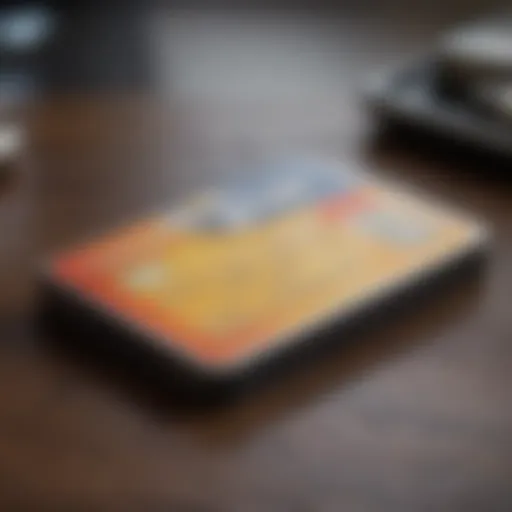 A secure credit card displayed on a table with a financial statement