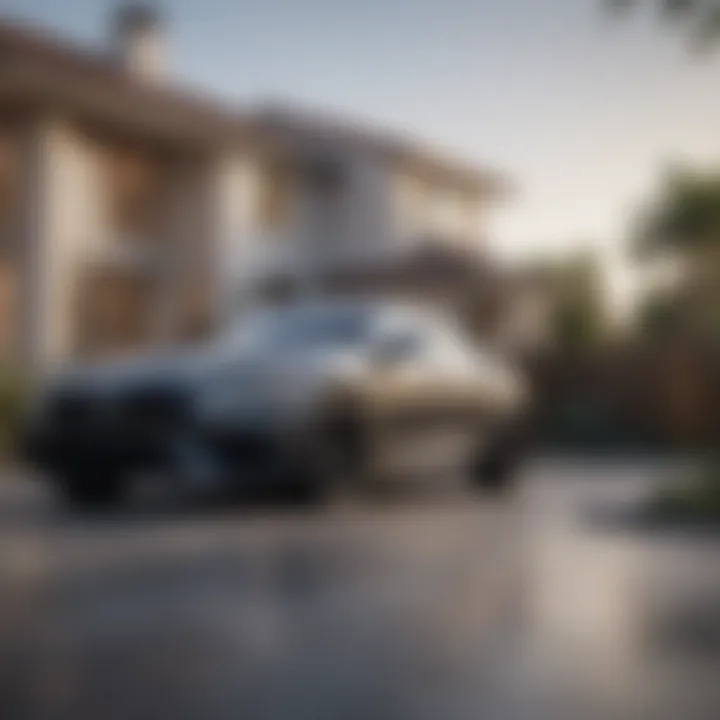 A luxury car parked beside a house to represent investment in assets.