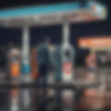 A person using the Valero credit card at a gas station