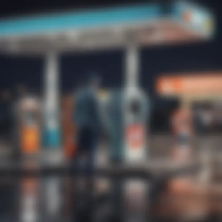 A person using the Valero credit card at a gas station