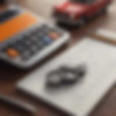 A calculator and a notepad, representing budgeting and financial planning for vintage cars.