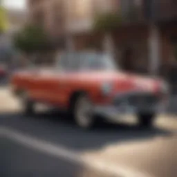 A vintage car gleaming under sunlight, symbolizing classic automotive elegance.