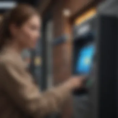 User engaging with an ATM while holding a Chime Credit Builder Card