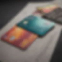 A close-up of a credit card on a financial report showing positive trends.