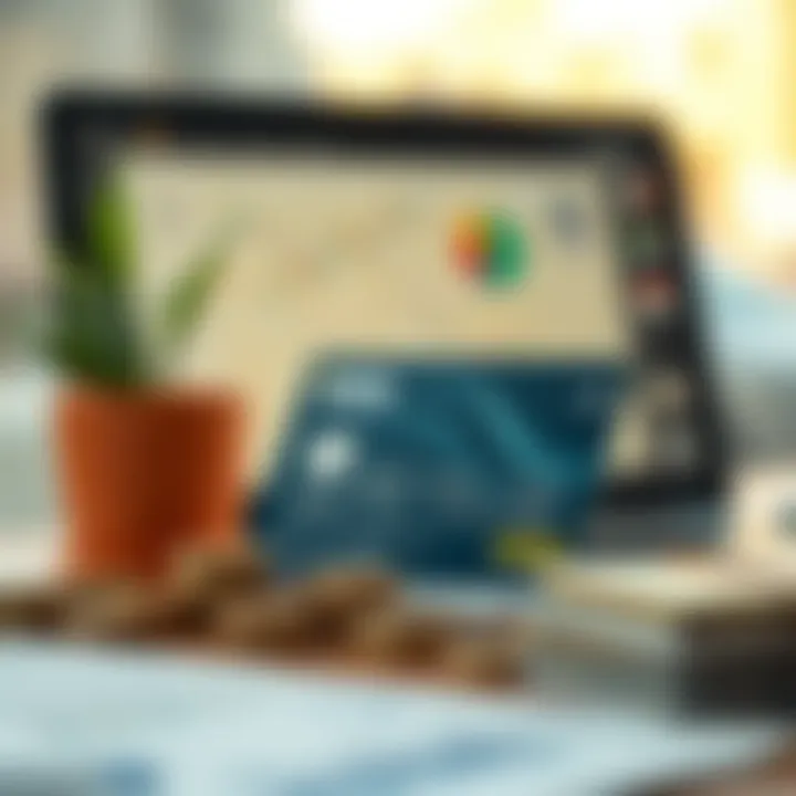 Visual representation of credit management and budgeting with a Visa card